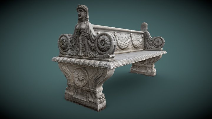 Roman Garden Bench 3D Model