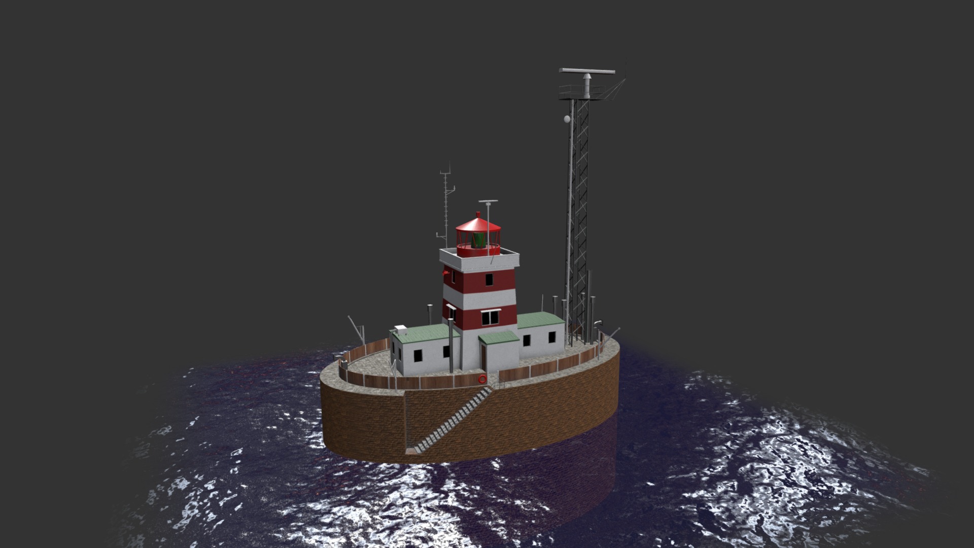 3D model Light House Drogden - This is a 3D model of the Light House Drogden. The 3D model is about a small house on a small island.