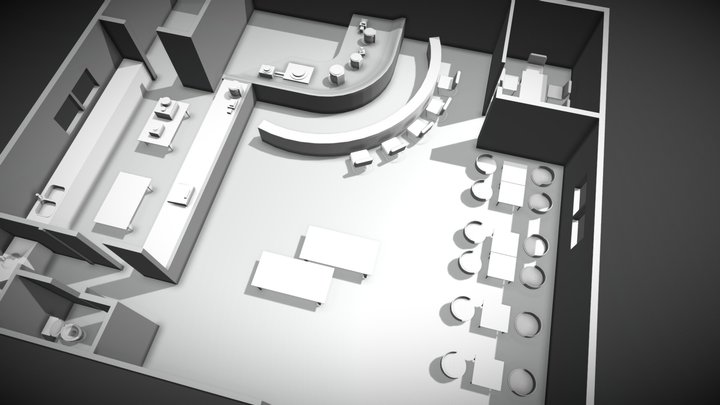Cafe Layout 3D Model