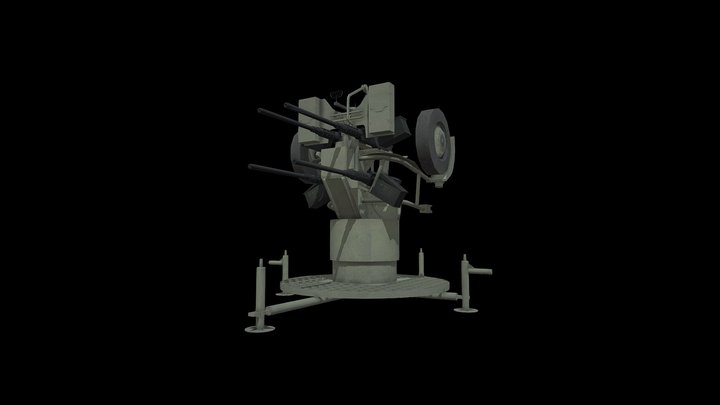 M71 Quad-Mounted Anti-Air Gun 3D Model