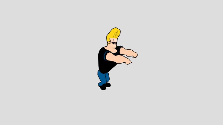 JOHNNY BRAVO PS1 STYLE LOWPOLY MODEL 3D Model