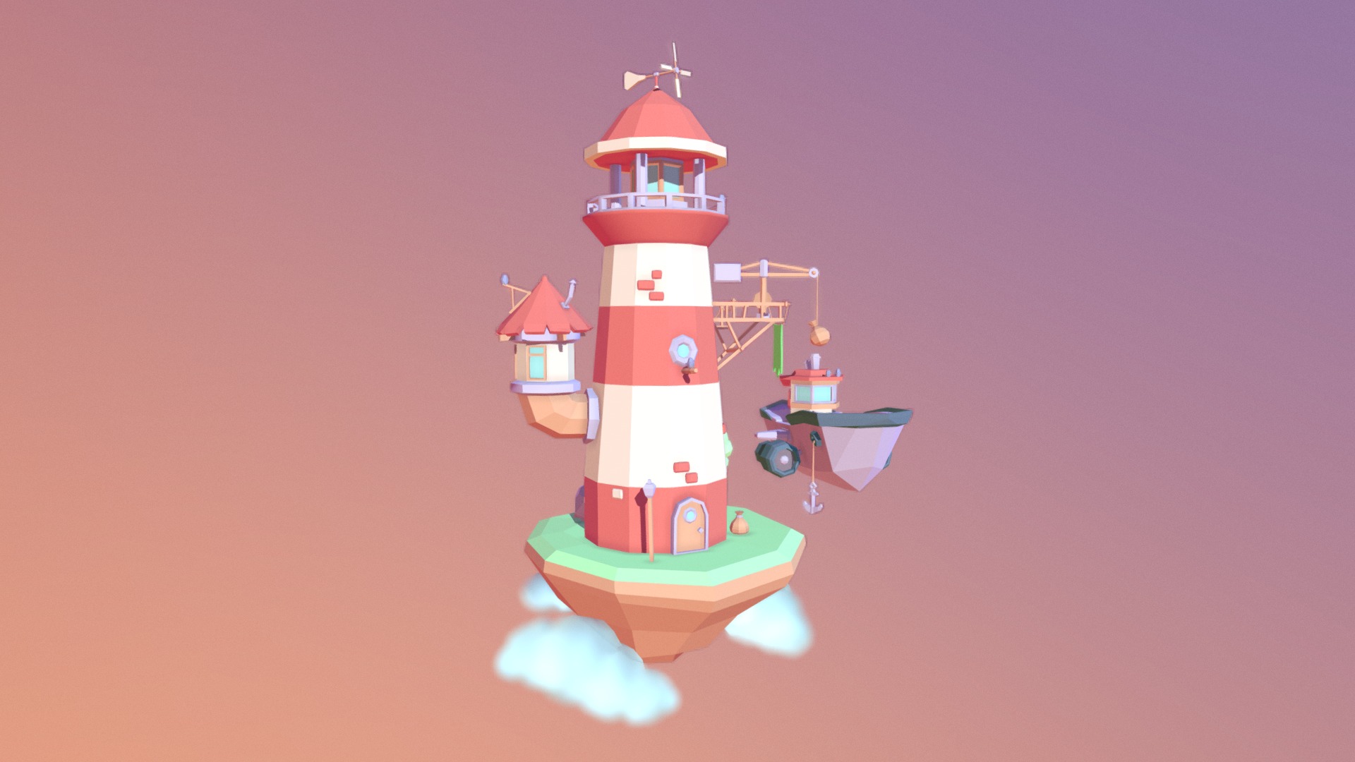 3D model Lighthouse in the sky - This is a 3D model of the Lighthouse in the sky. The 3D model is about a toy lighthouse with a blue background.