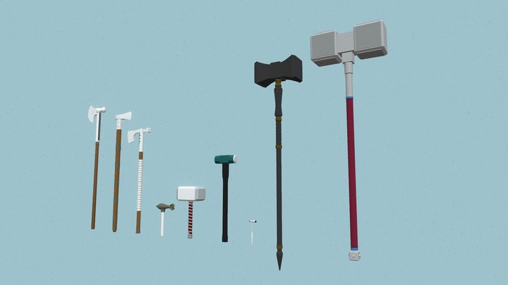 Вариации молотов (blocking, base texturing) 3D Model