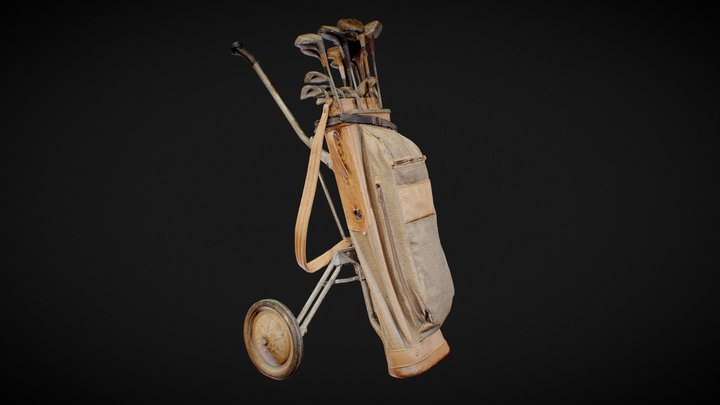 Golf Trolley & Clubs 3D Model