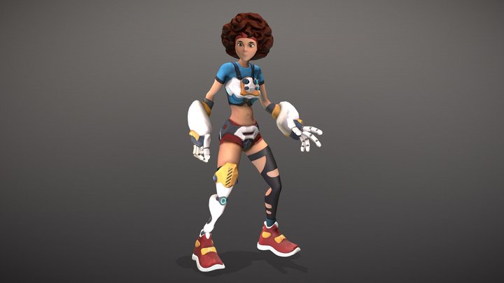 Sci-fi girl low-poly rigged 3D Model