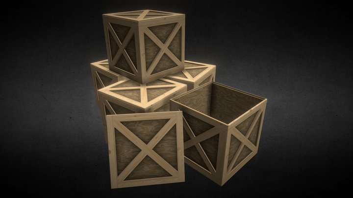 Wooden Crate Lowpoly 3D Model