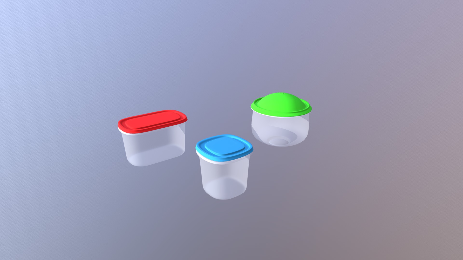 3D model Food Container - This is a 3D model of the Food Container. The 3D model is about a group of different colored plastic cups.