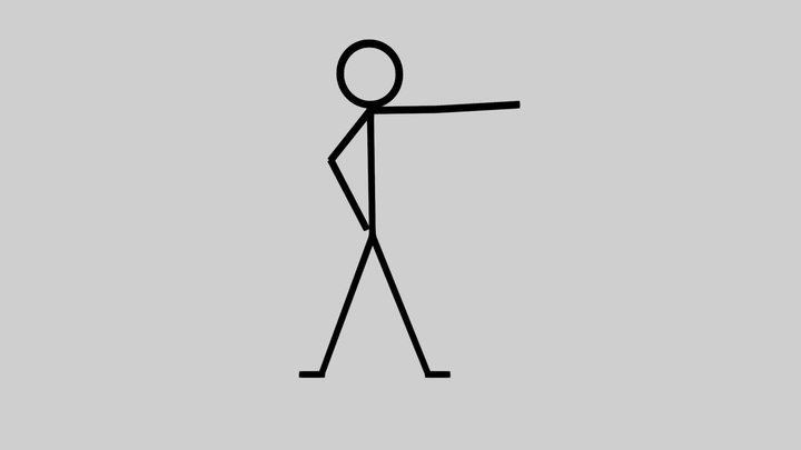 Simple rigged stickman for 2D animations 3D Model