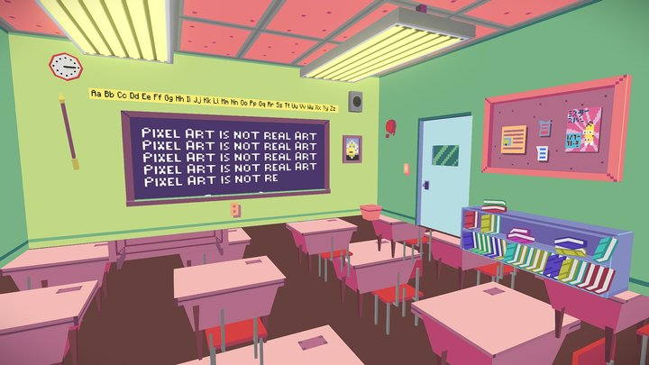 Pixel Bart Classroom 3D Model