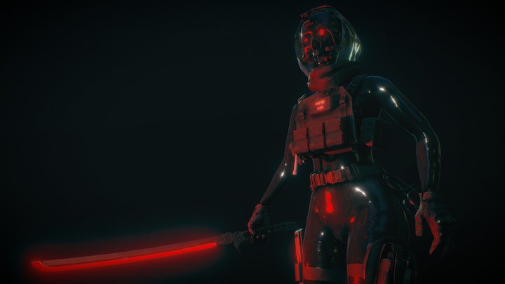 Cyborg with Thermal Katana – Modello 3D gratuito STL