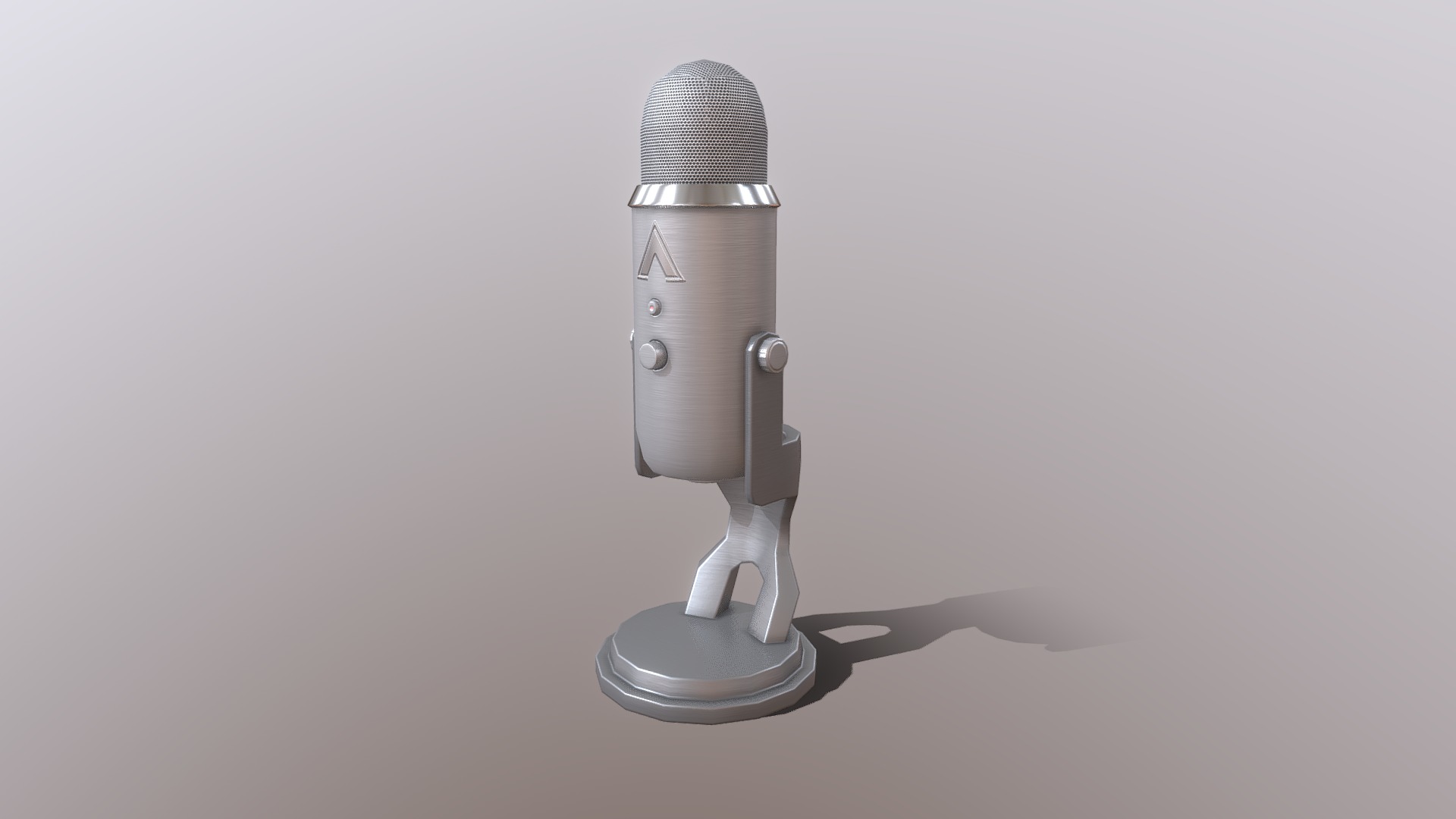 3D model Desk Microphone - This is a 3D model of the Desk Microphone. The 3D model is about a silver and black microphone.