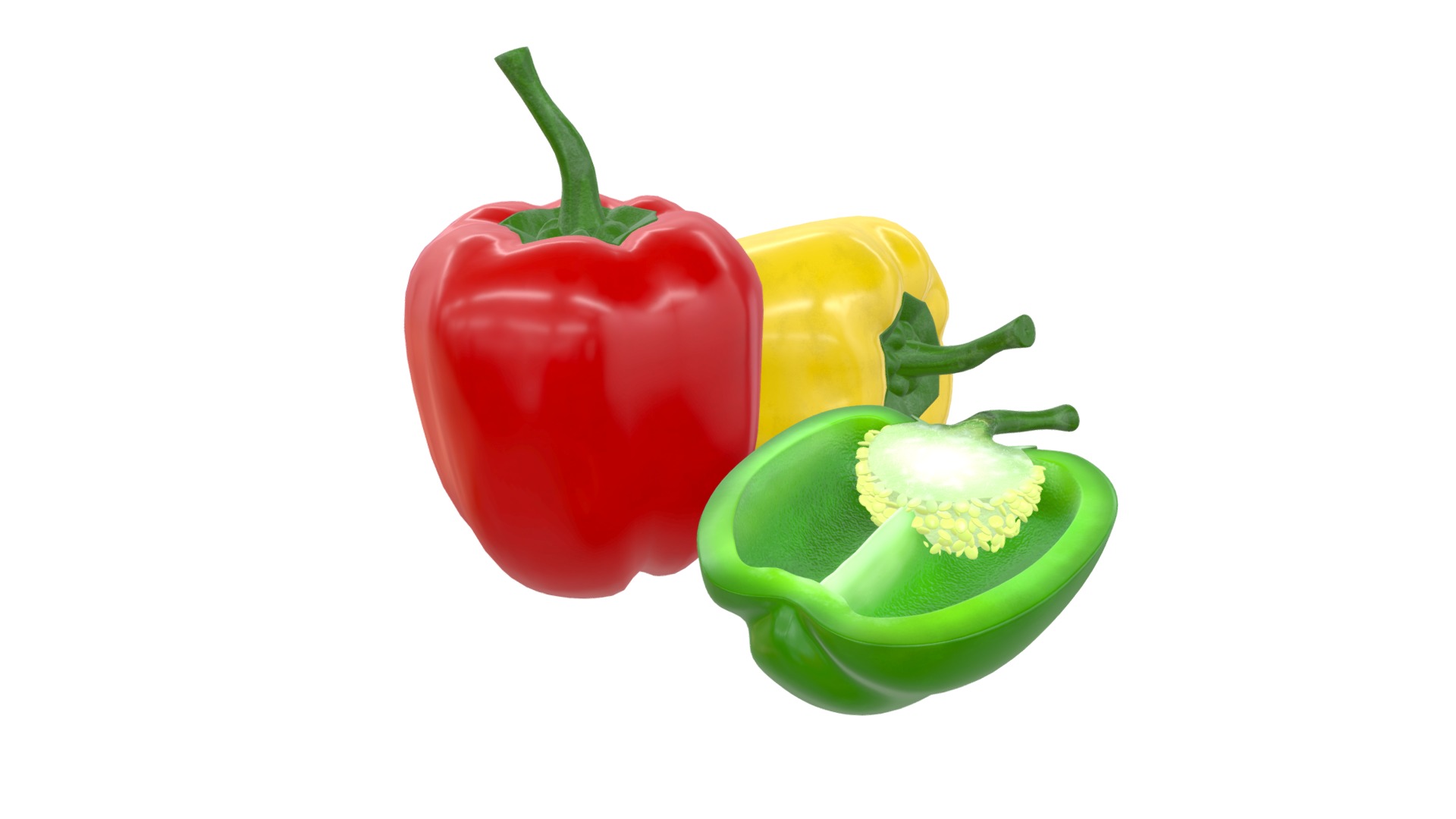 3D model Pepper bell comp 01 - This is a 3D model of the Pepper bell comp 01. The 3D model is about a group of peppers.