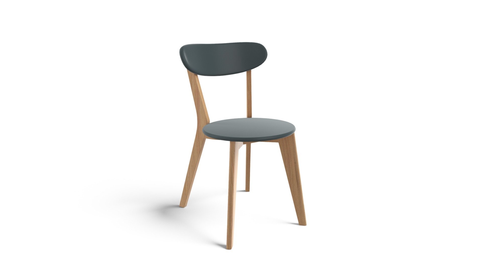 Set Of 2 Fjord Dining Chairs, Oak and Blue 3D model by