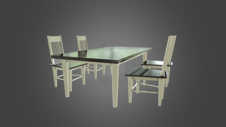 Dining table and chairs 3D Model