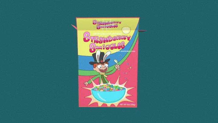Strawberry Smiggles cereal box 3D Model