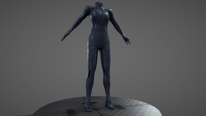 Female Futuristic Full Body Android Suit 3D Model