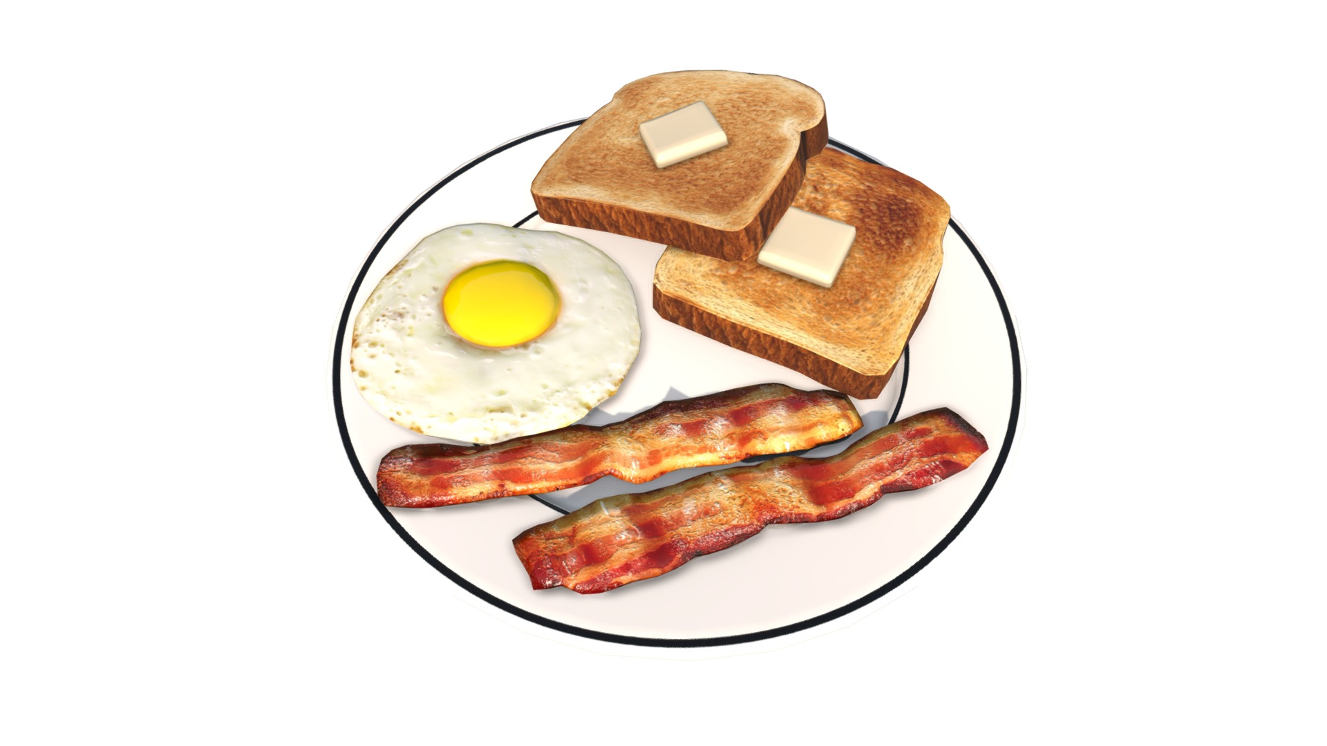 3D model Plate Of Breakfast - This is a 3D model of the Plate Of Breakfast. The 3D model is about a plate of food.