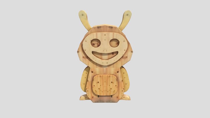 Wooden Bunny Sculpture 3D Model