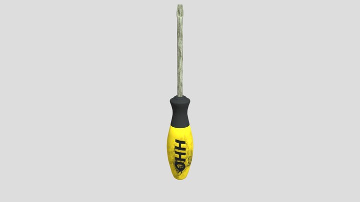 Weathered Flat Head Screwdriver 3D Model