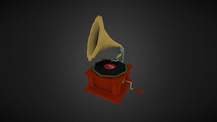 Low Poly Gramophone 3D Model