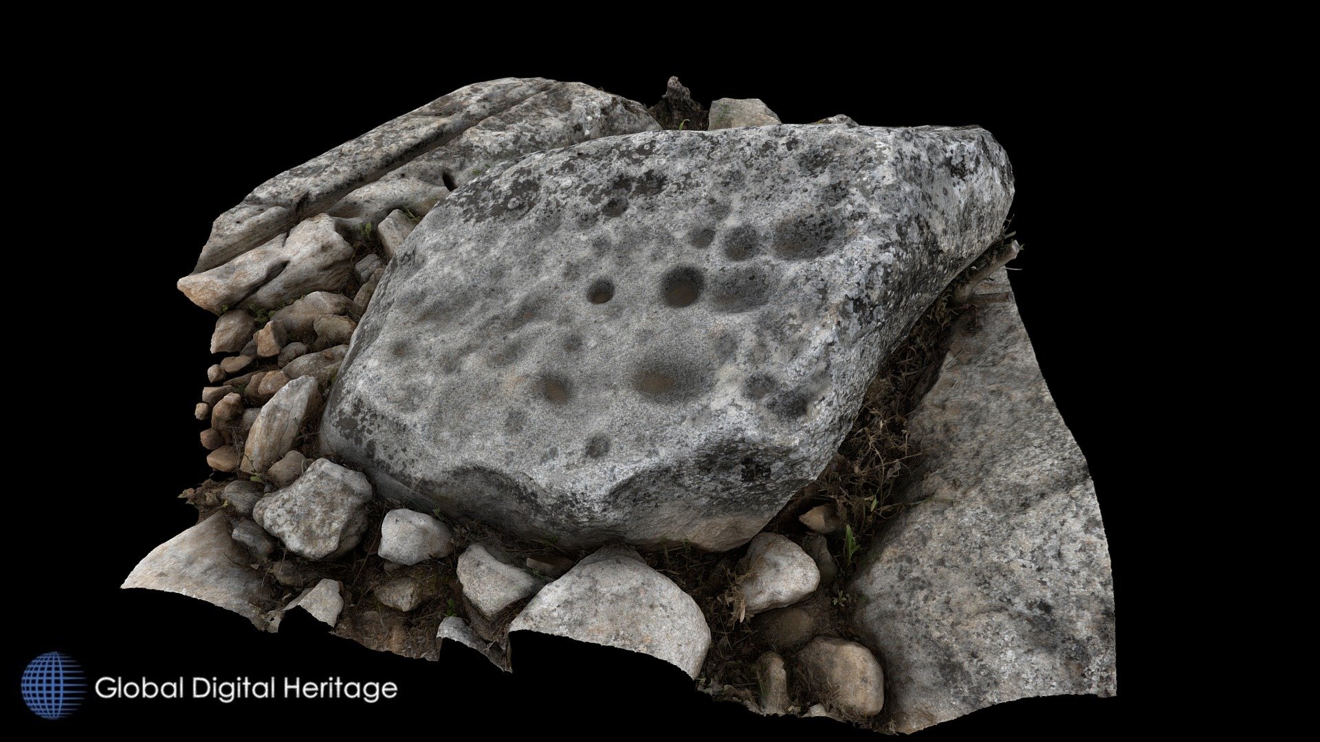 Exterior Rock Art Panel, Escoural Cave, Portugal — Sketchfab embed 3D viewer