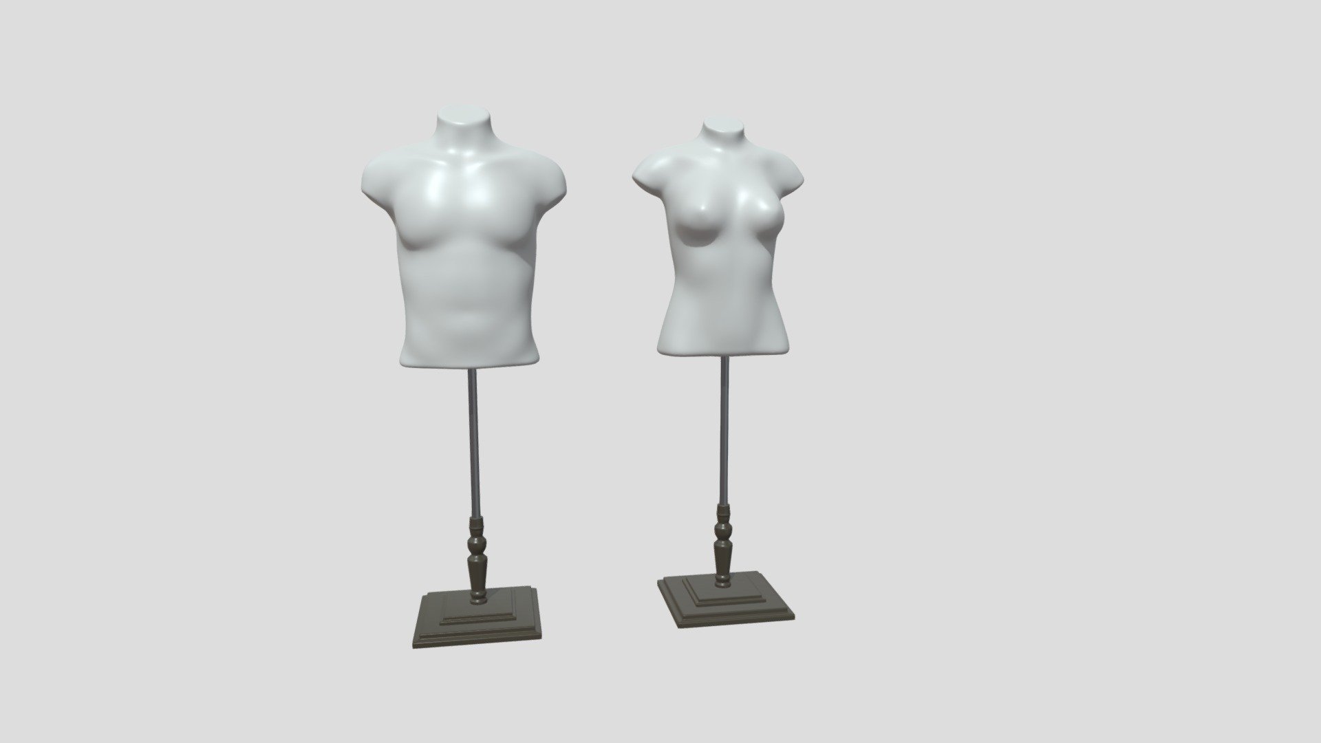 Mannequin Torso Set of Male and Female Buy Royalty Free 3D model by