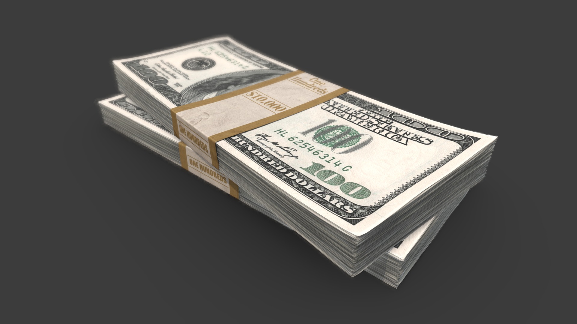 3D model Dollar Stack - This is a 3D model of the Dollar Stack. The 3D model is about a stack of paper money.