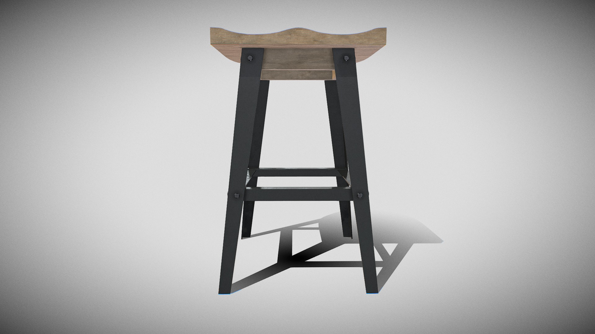 3D model Bar Chair 04 - This is a 3D model of the Bar Chair 04. The 3D model is about a wooden chair on a white background.