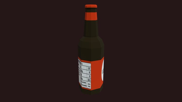 Beer Bottle lowpoly 3D Model