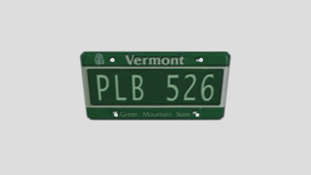 Vermont Licence Plate Pl