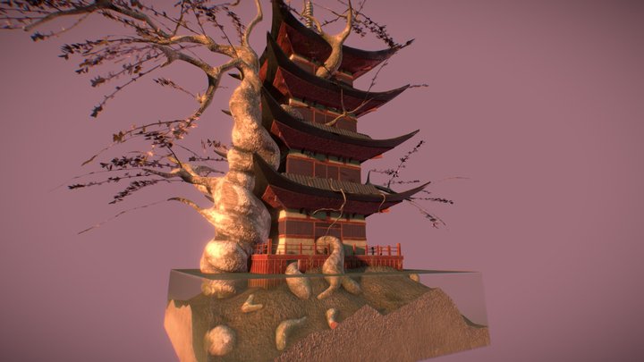 Pagoda Diorama 3D Model