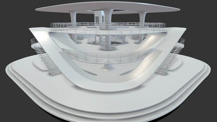 Futuristic Sci-Fi Parametric Exhibition Center 3D Model