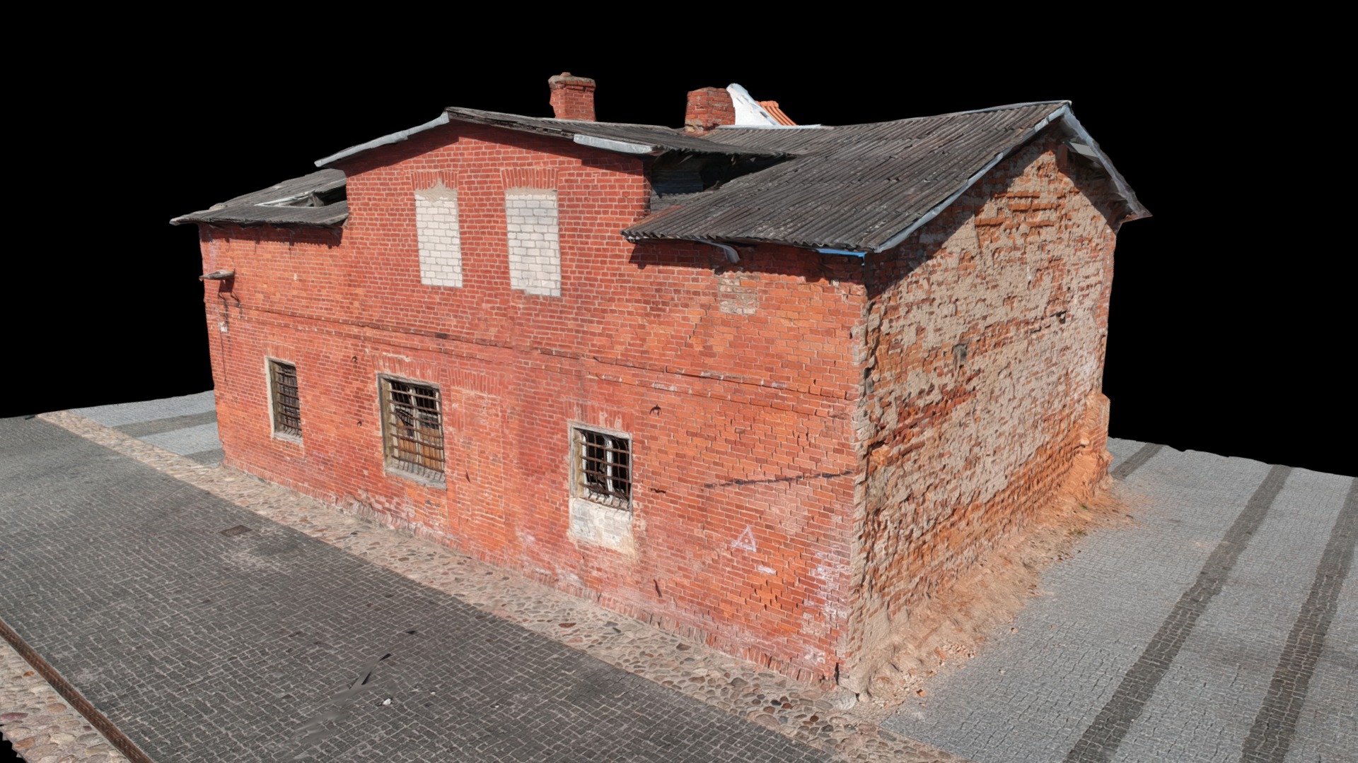 3D model Old Brick Building - This is a 3D model of the Old Brick Building. The 3D model is about a brick building with a black background.
