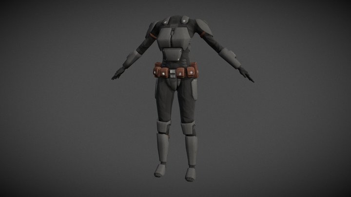 Mandalorian Female Armor & Bodyglove 3D Model