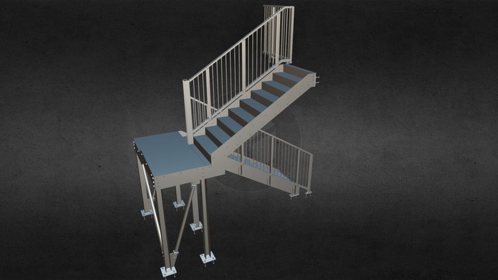 Staircase in Steel 3D Model