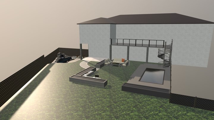 Back Yard Landscape Design 3D Model