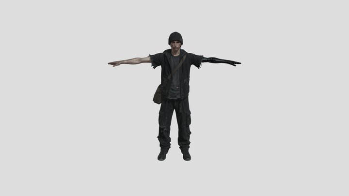 Darkly dressed male character with outstretched