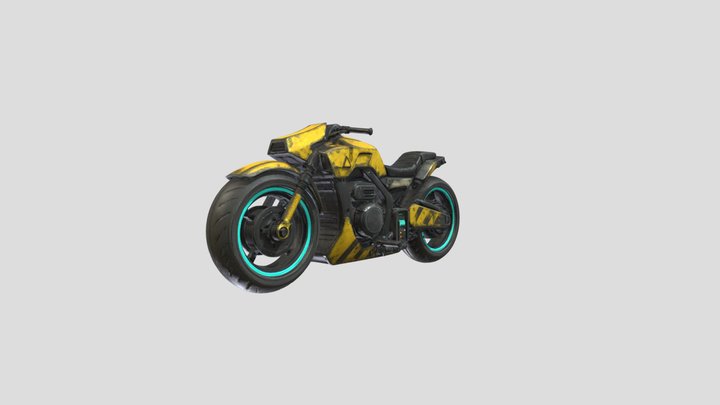 Futuristic Cyberpunk Neon Motorcycle 3D Model