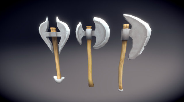Medieval hand painted axes 3D Model