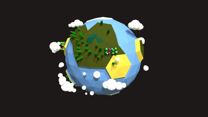 model Cartoon Low Poly Earth Planet 3D Model