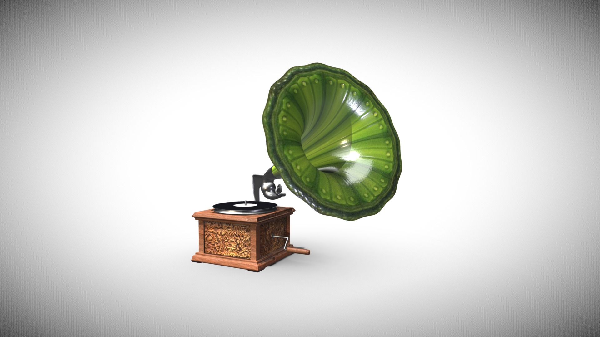 3D model Phonographe - This is a 3D model of the Phonographe. The 3D model is about a green globe on a stand.