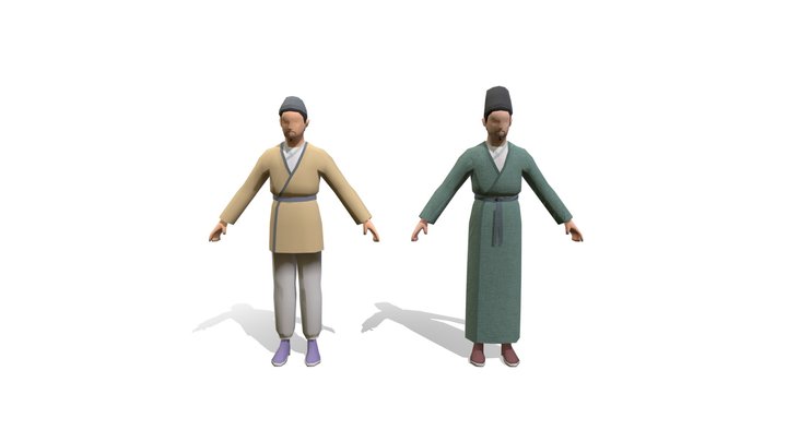 Low Poly Chinese Merchant Characters NPC 3D Model