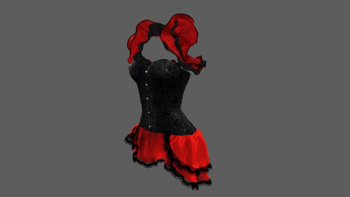 Female Burlesque Dress And Shrug 3D Model