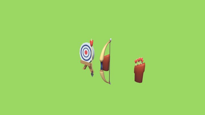 Archery set low polly / Set de arqueria