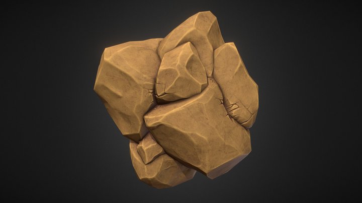 Stylized Rock Cluster 3D Model
