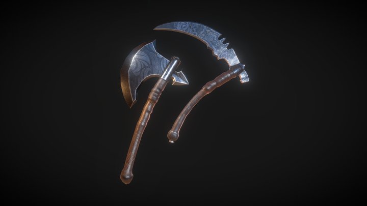 Sickle_and_ Axe_Game-Ready 3D Model