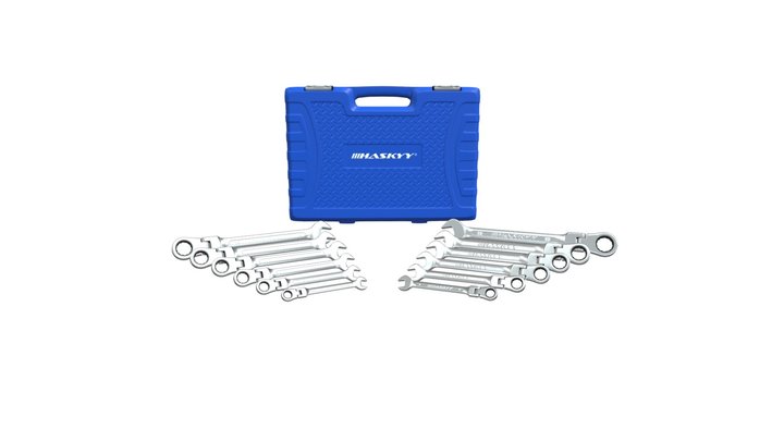 HASKYY® Ratchet Spanners Set 8-19 mm (CRGS-16) 3D Model