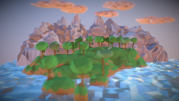 Low Poly Land "with bunnies!" 3D Model