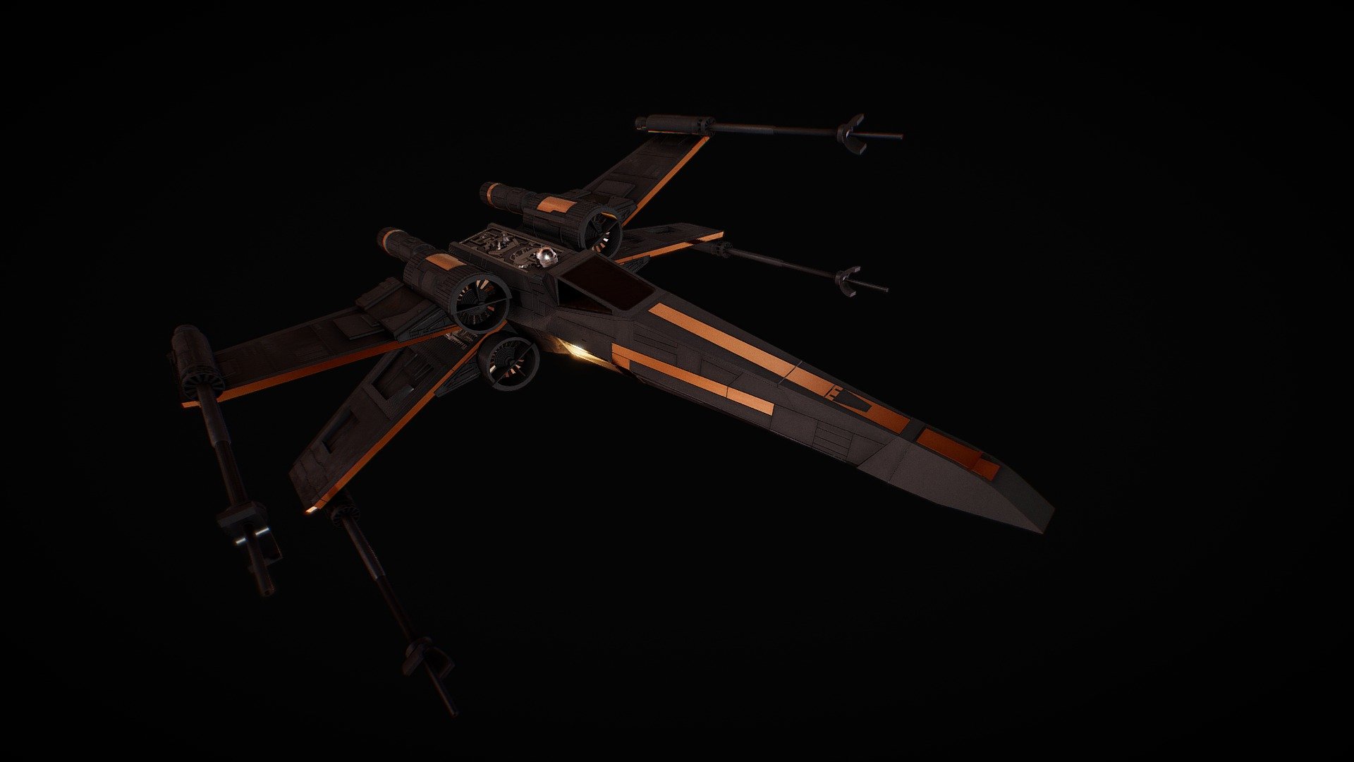 X-Wing đen – bản mô hình 3D tuyệt đẹp từ Anthony Schmidt (@risto296). Được tải xuống miễn phí và dễ dàng lắp ráp. Với hình dáng đầy mê hoặc và màu sắc tinh tế, bản mô hình này sẽ đem đến cho bạn những giây phút trải nghiệm thú vị! Hãy cùng tải xuống và khám phá X-Wing nền đen.