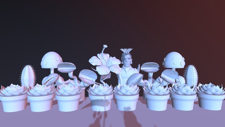Plant Ghosts vs Fire Demons 3D Model